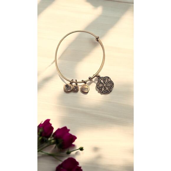 Alex & Ani Rafelian Gold Endless Love Knot Bangle Bracelet - Picture 2 of 4